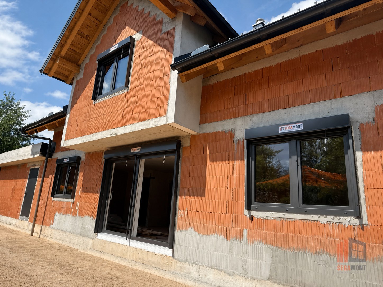 Windows and roller-shutter boxes on a new-build property